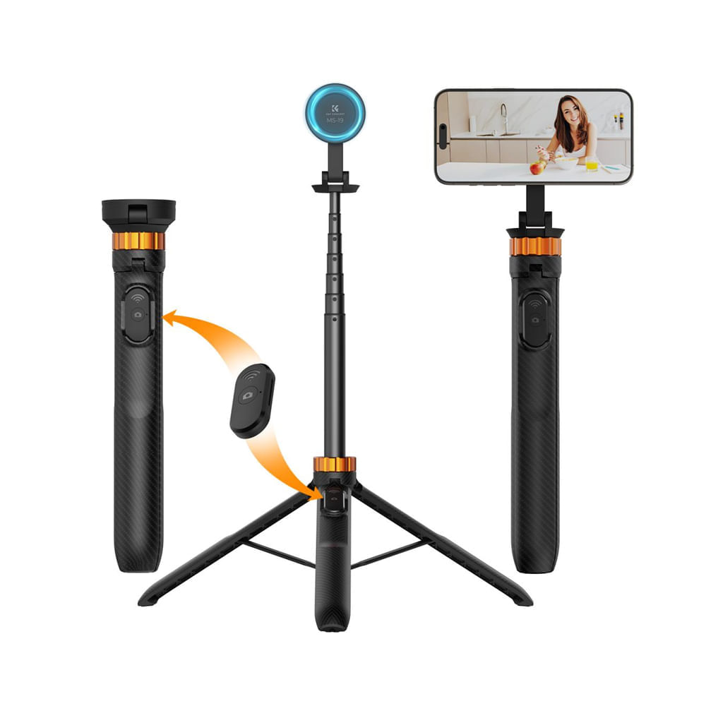 Imagen 2 del producto Trípode K&F Concept KF09.139-MS19 para iPhone, 159cm, 7 secciones, control remoto Bluetooth