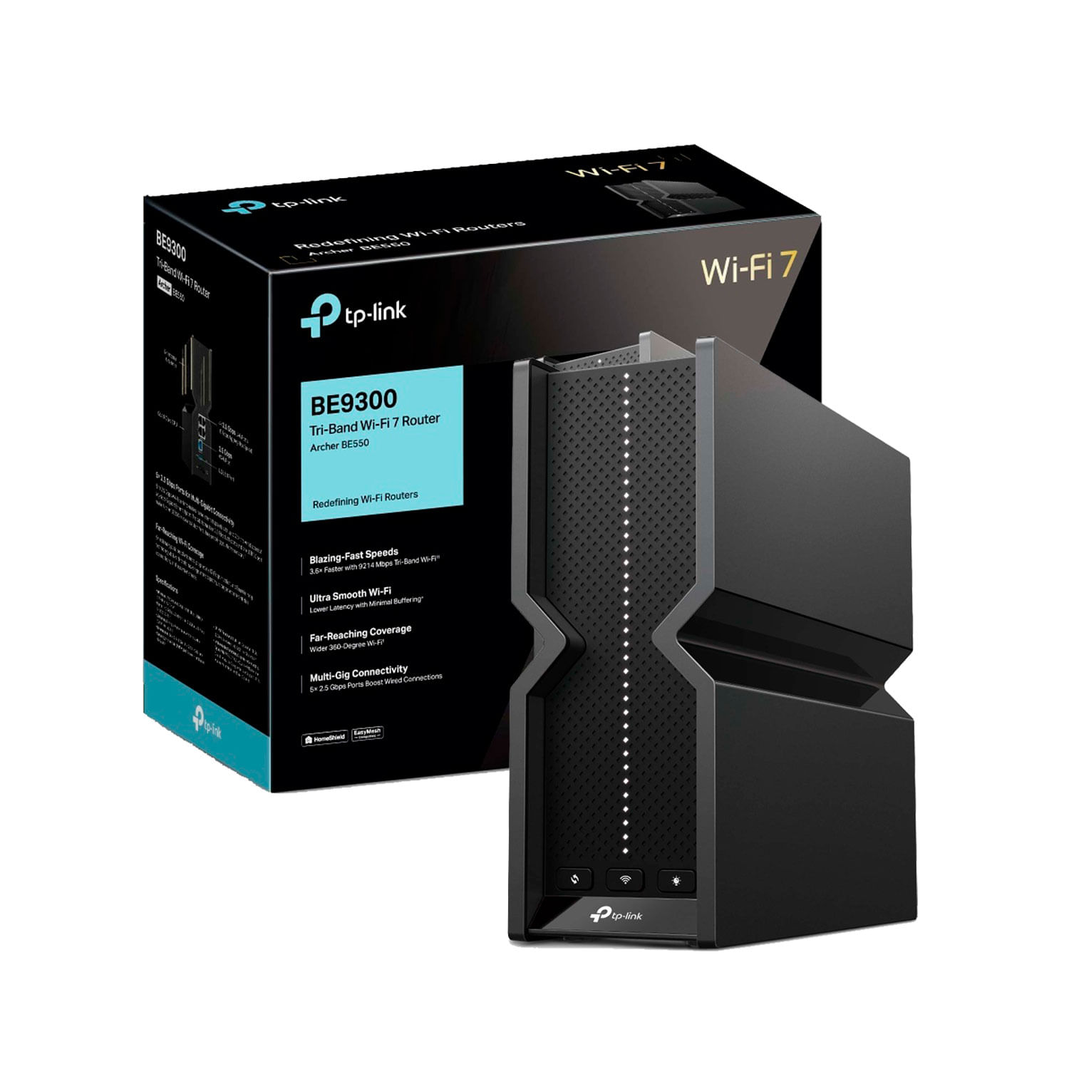 TP-Link Archer BE550 Router Wi-Fi 7 Tri-Band BE9300, puertos 2.5G, HomeShield, EasyMesh, App Tether