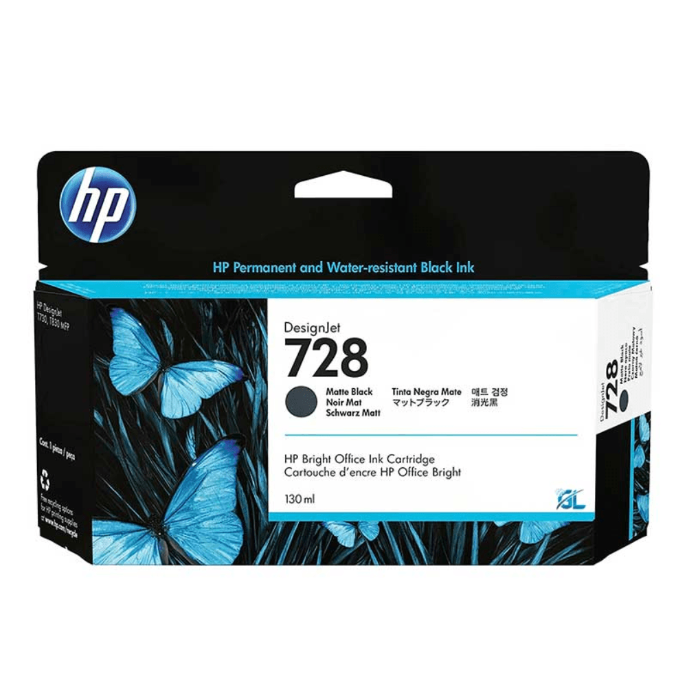 Imagen 2 del producto Cartucho de tinta HP 728 Matte Negro 300 ml F9J68A, compatible con impresoras DesignJet T830, T730