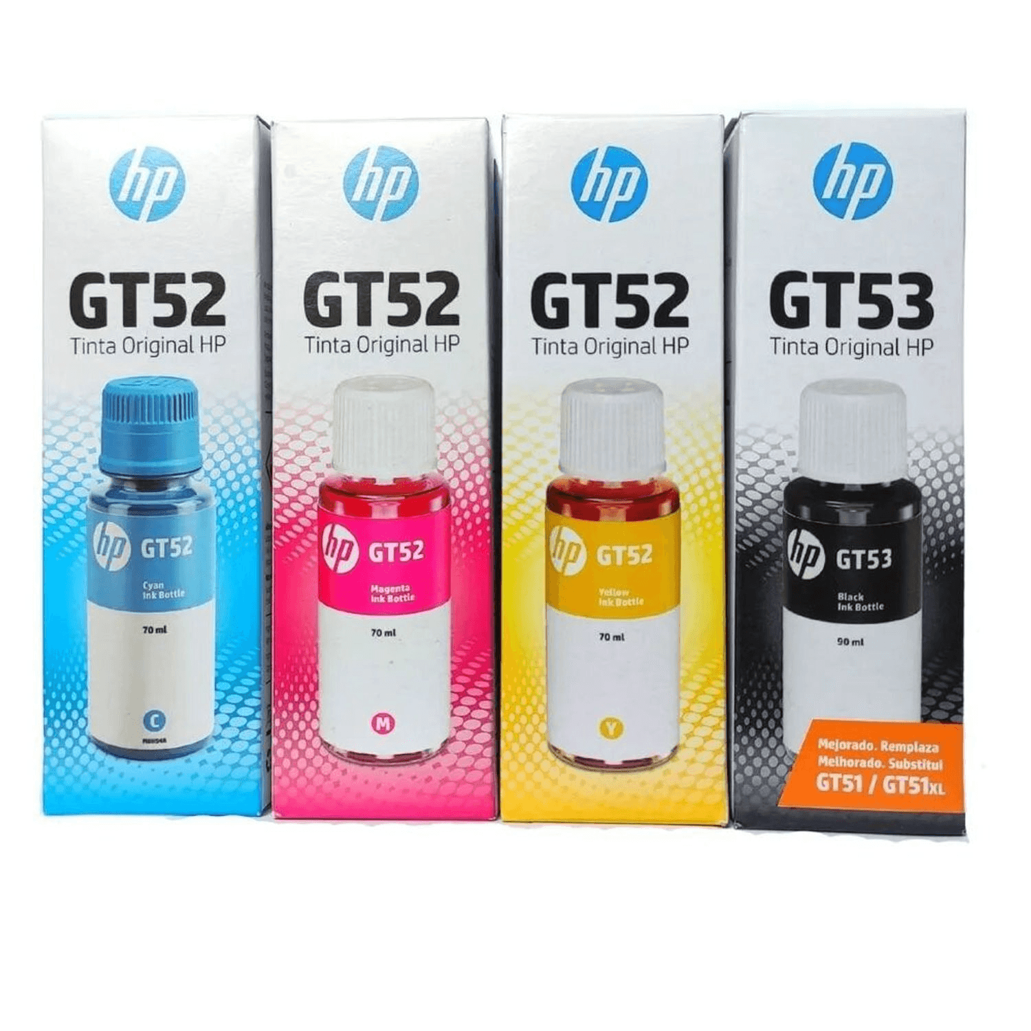 Imagen 2 del producto Tinta HP GT52 - GT53 de 4 colores, compatible con impresoras Smart Tank 514, 517, 616, 500, 515, 519, 530, 533, 615, 618