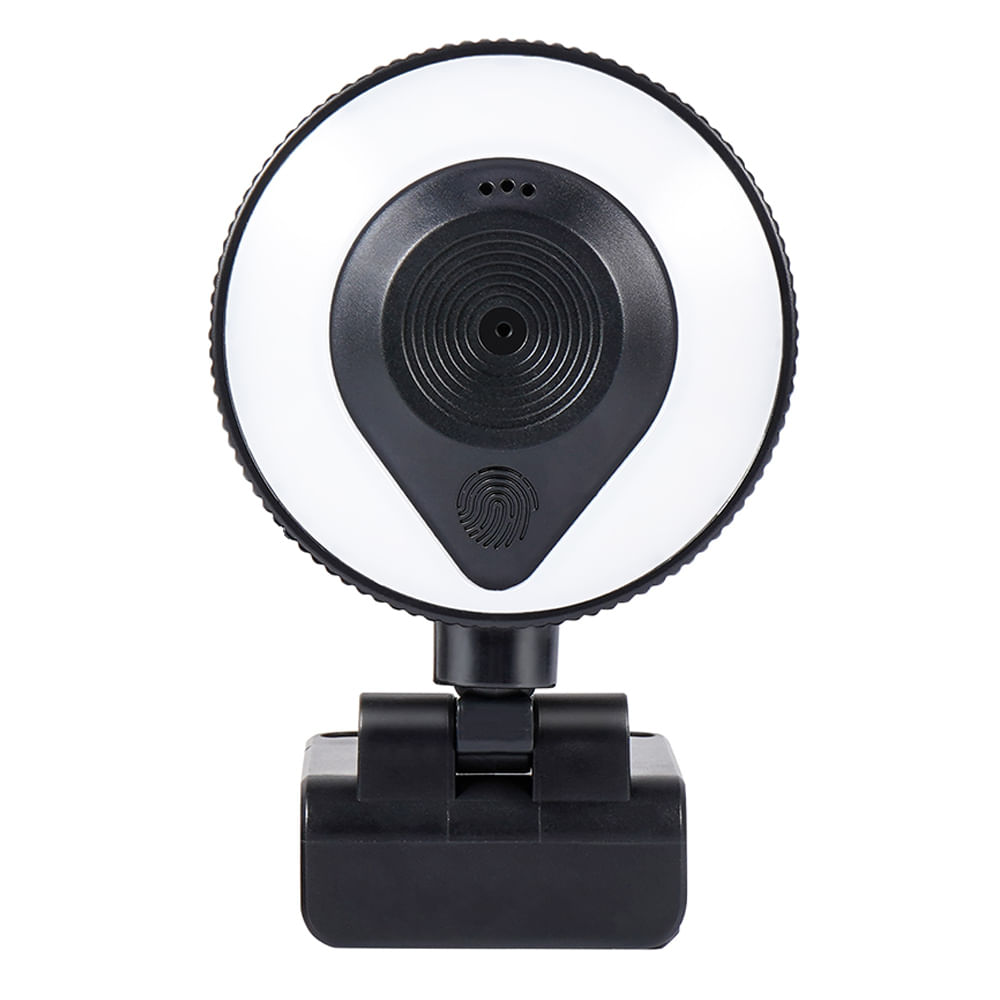 Cámara web Coolbox Teraware 2K W20 con iluminación, conexión USB, micrófono incorporado, AF y montaje universal, ideal para videollamadas, streaming