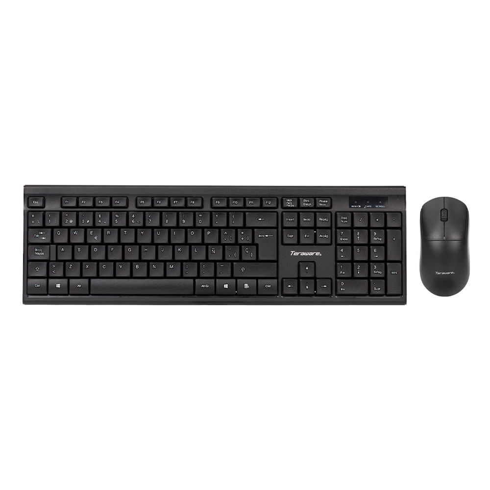 Kit inalámbrico Teraware teclado y mouse, membrana, receptor USB, español, negro