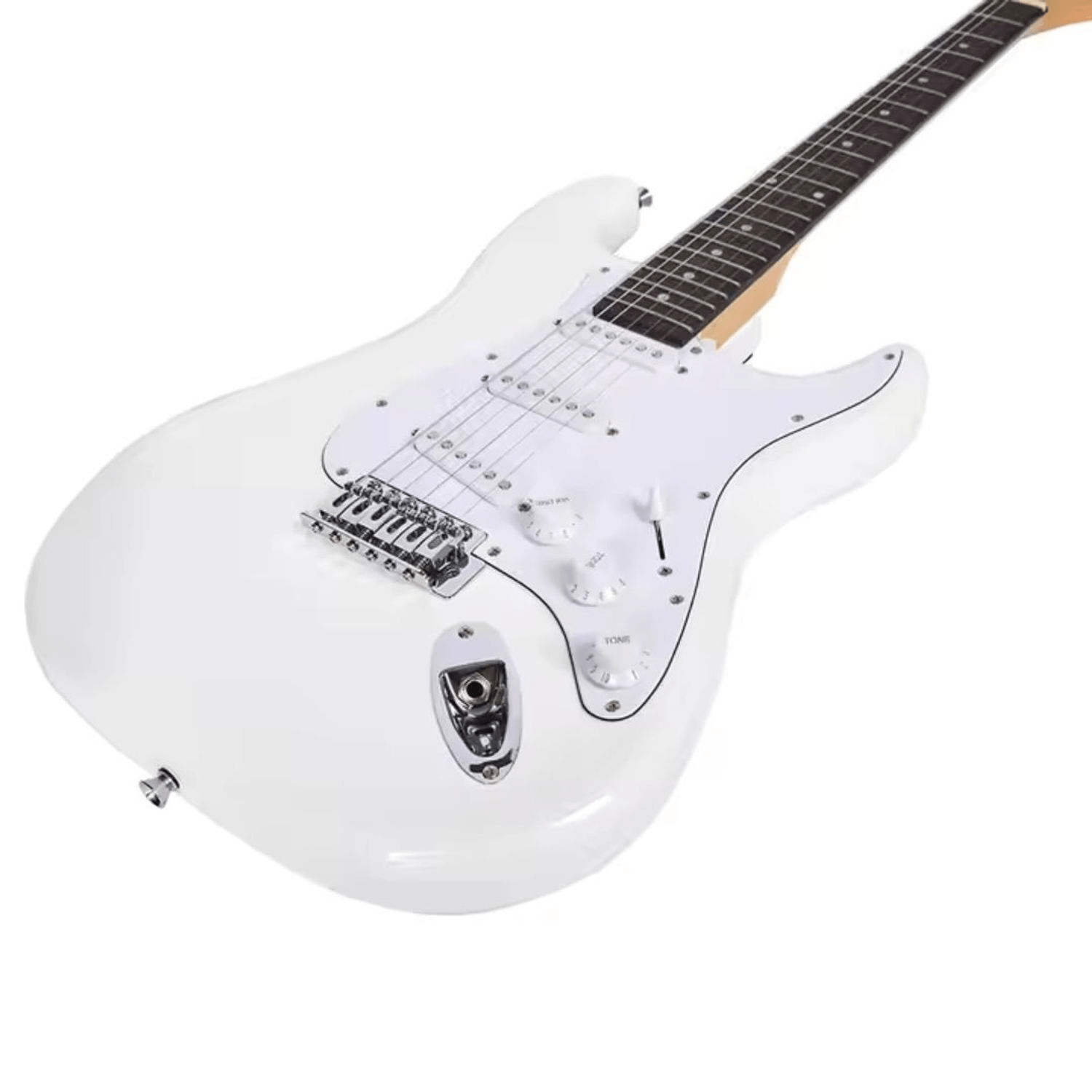 Imagen 2 del producto Guitarra eléctrica Stratocaster, con afinador, funda y accesorios, blanco