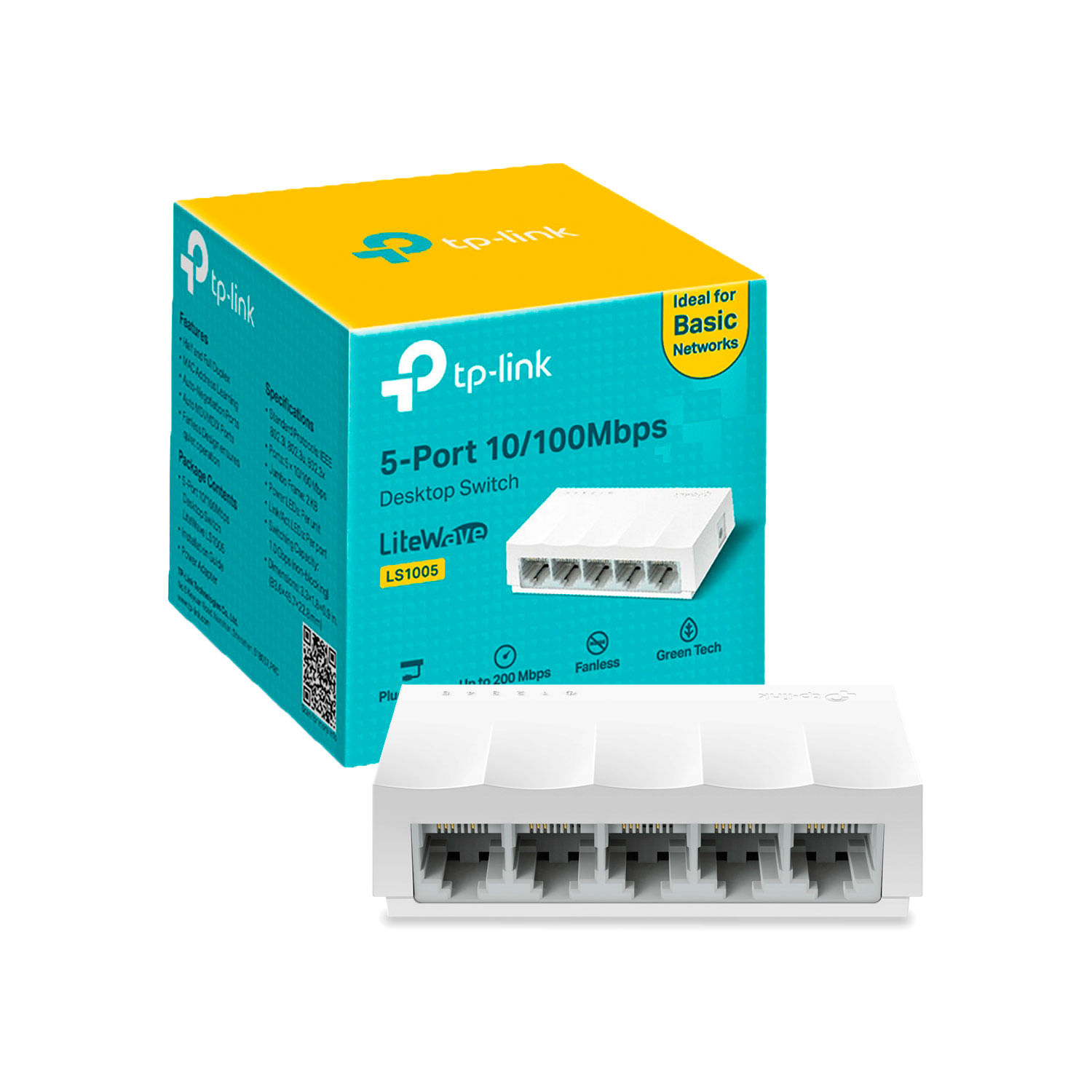 TP-Link LS1005, Switch de 5 Puertos, 10/100Mbps, ahorro energético, compatibilidad universal