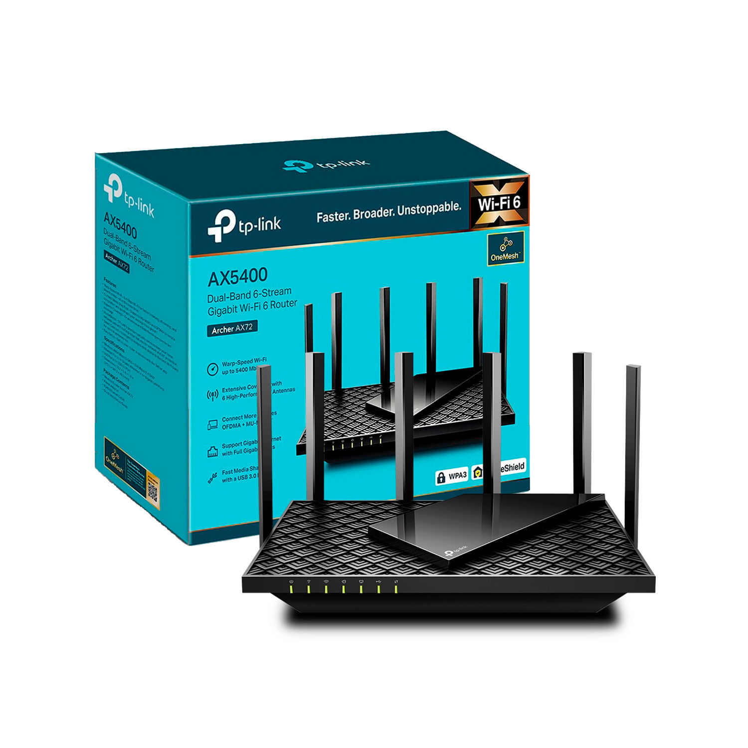 TP-Link Archer AX72 Router Wi-Fi 6 AX5400 Dual Band con HomeShield, USB 3.0 y compatibilidad OneMesh