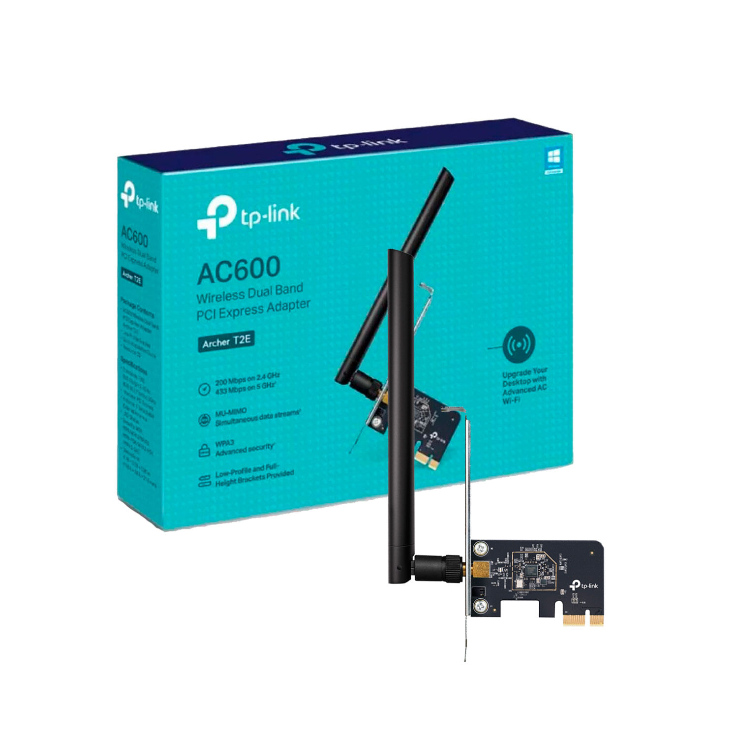 TP-Link Archer T2E adaptador PCIe Wi-Fi AC600 Dual Band con antena desmontable y seguridad WPA3