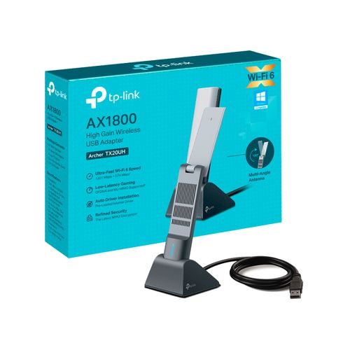 TP-Link Archer TX20UH Adaptador USB Wi-Fi 6 AX1800 con antenas duales de alta ganancia y puerto USB 3.0