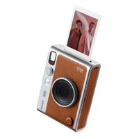 Cámara instantánea Fujifilm Instax Mini EVO Hybrid pantalla LCD, imágenes de 6.2 cm × 4.6 cm, enfoque automático, recargable, bluetooth, marrón