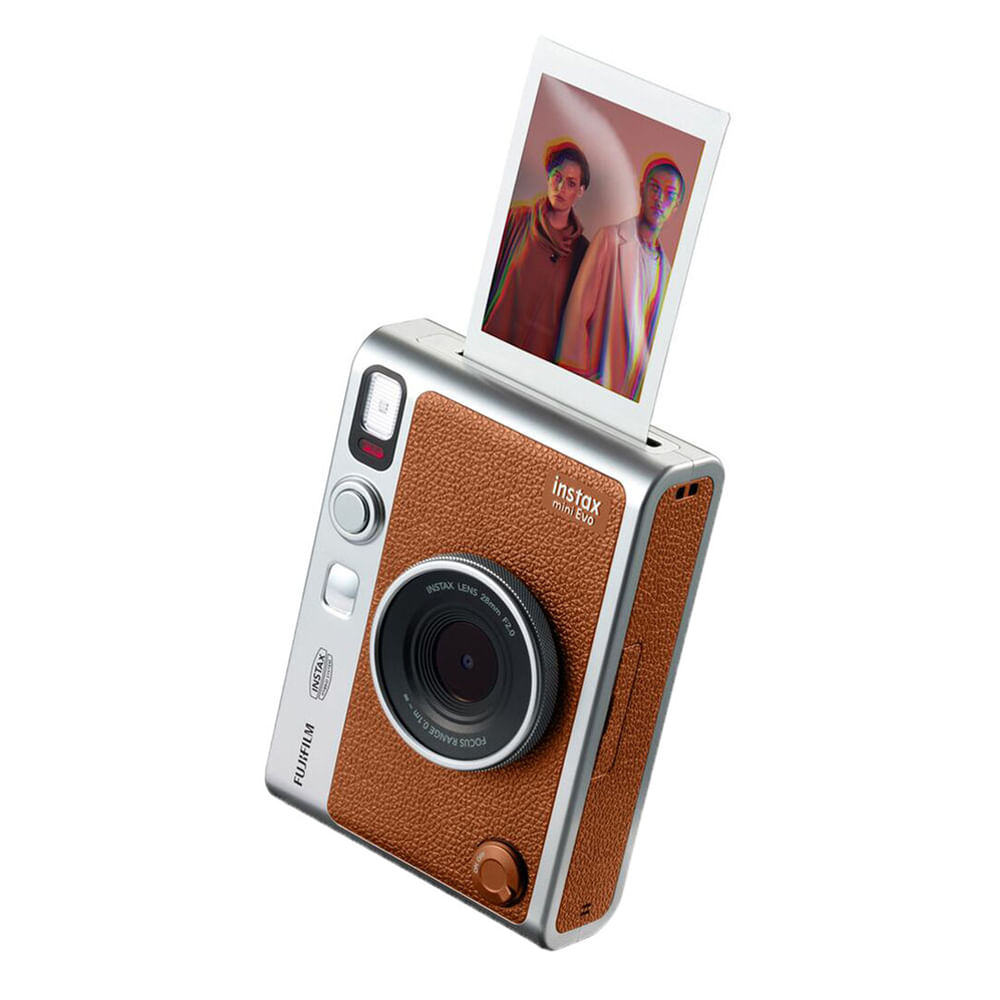 Imagen 1 del producto Cámara instantánea Fujifilm Instax Mini EVO Hybrid pantalla LCD, imágenes de 6.2 cm × 4.6 cm, enfoque automático, recargable, bluetooth, marrón