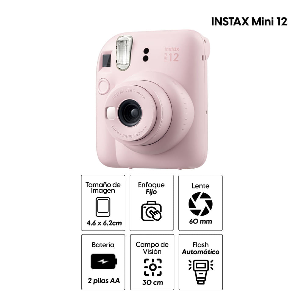 Imagen 2 del producto Cámara Fujifilm Instax Mini 12  Exposición automática, lente 60mm, rosa