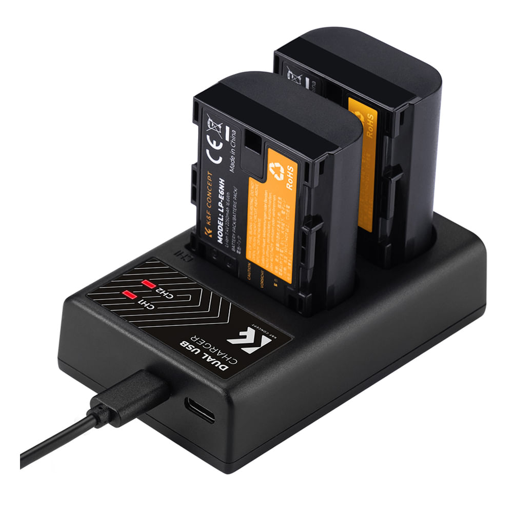 Imagen 2 del producto Kit de cargador y baterías LP-E6NH K&F concept KF28.002, negro