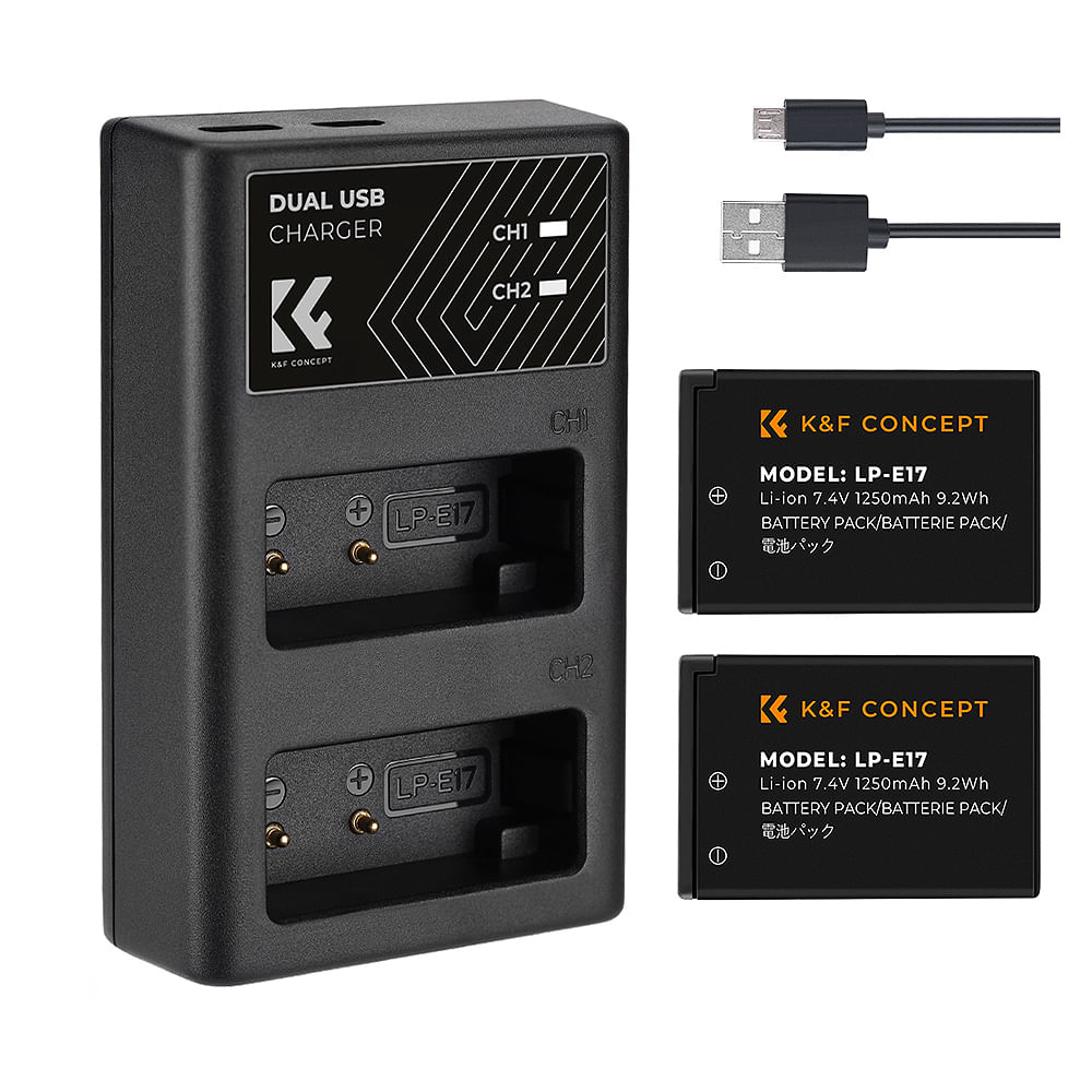 Kit cargador y baterías LP-E17 K&F Concept KF28.0014, negro