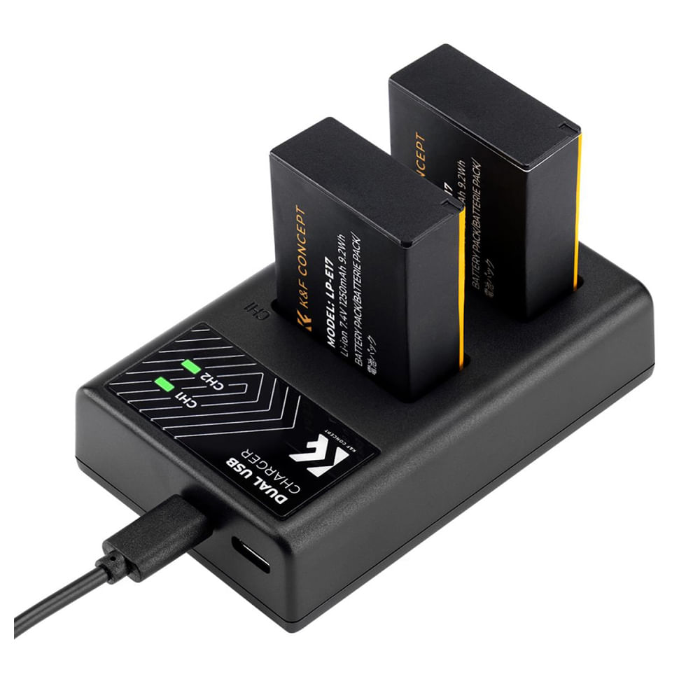 Imagen 2 del producto Kit cargador y baterías LP-E17 K&F Concept KF28.0014, negro