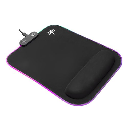 Mouse pad Coolbox T4G RGB con reposa muñeca, 32cm x 28cm, Nylon + Plástico, antideslizante, negro