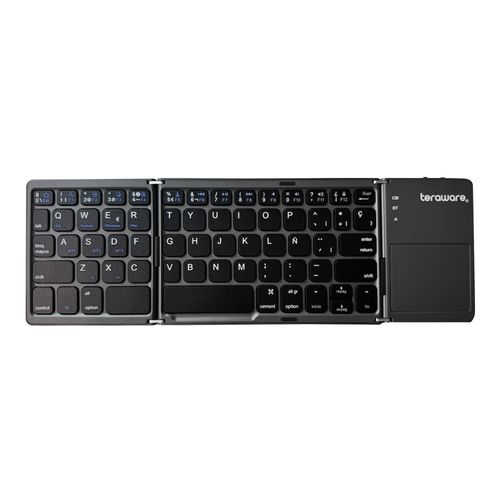 Teclado Teraware plegable con TouchPad inalámbrico, negro