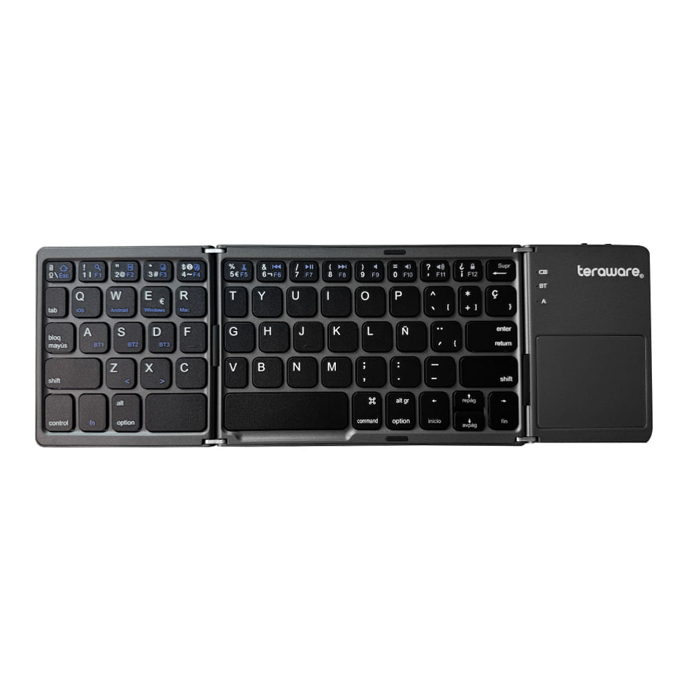 Imagen 1 del producto Teclado inalámbrico Coolbox Teraware plegable con touchpad, inalámbrico, membrana, español, negro