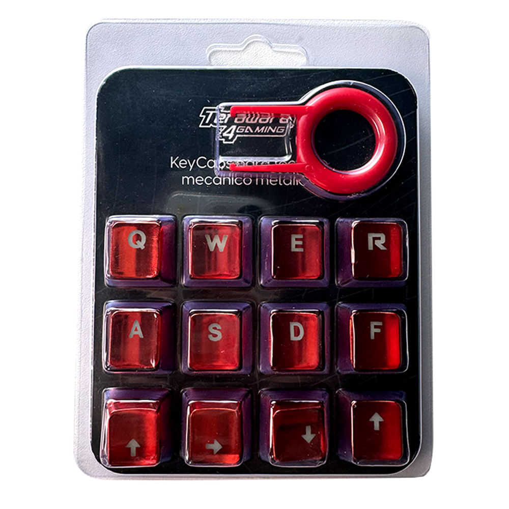 Imagen 1 del producto Tapa metalizada Coolbox Teraware para teclado mecánico, set gamer 12 teclas, rojo