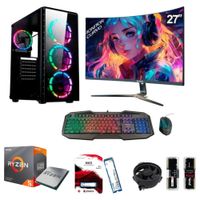 PC Gamer AMD RYZEN 5 5600GT 3.2GHZ + 16GB RAM + Disco Solido M.2  SSD 1TB + FreeDos + Monitor Curvo  27""