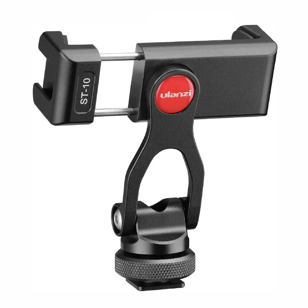 Soporte celular Ulanzi ST-10, metálico, con zapata fría dual, rotación 360°, trípode 1/4”, para vlogging