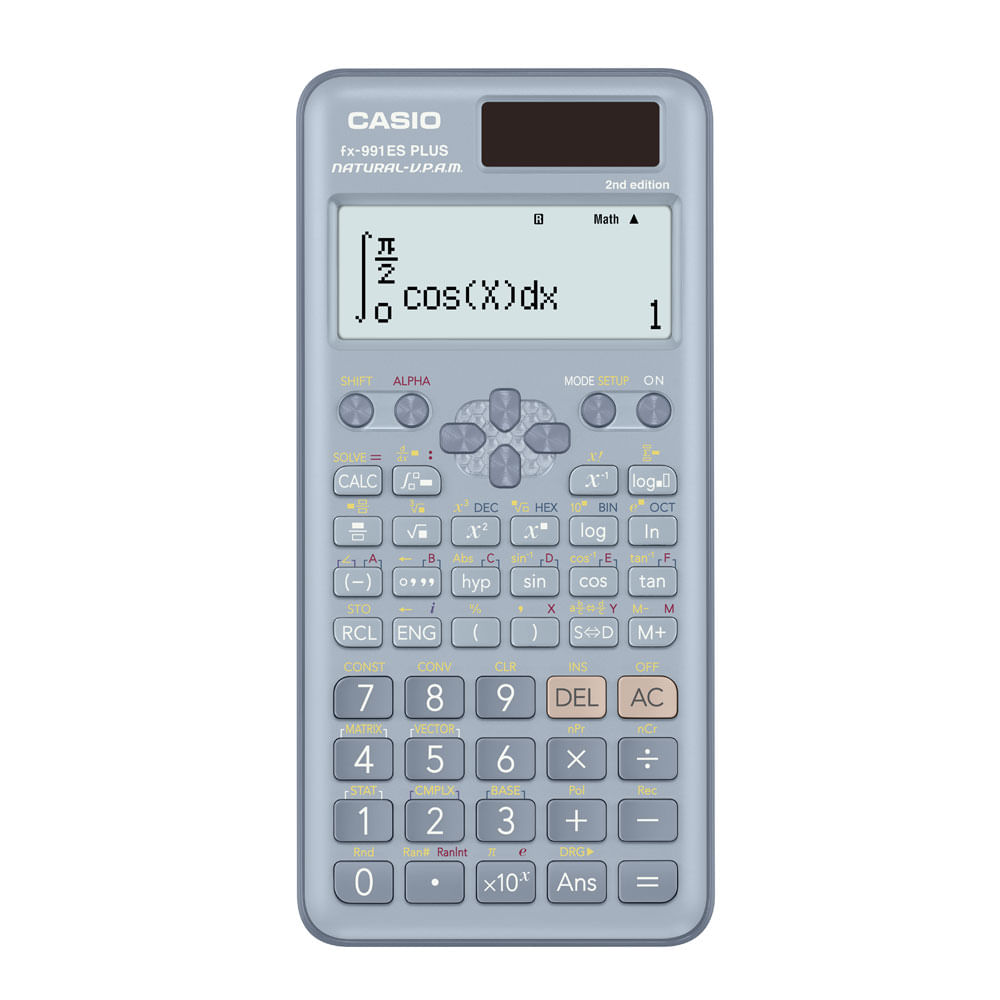 Calculadora científica Casio FX-991ES Plus 2, 12 dígitos, 417 funciones, pantalla de matriz, energía solar, azul