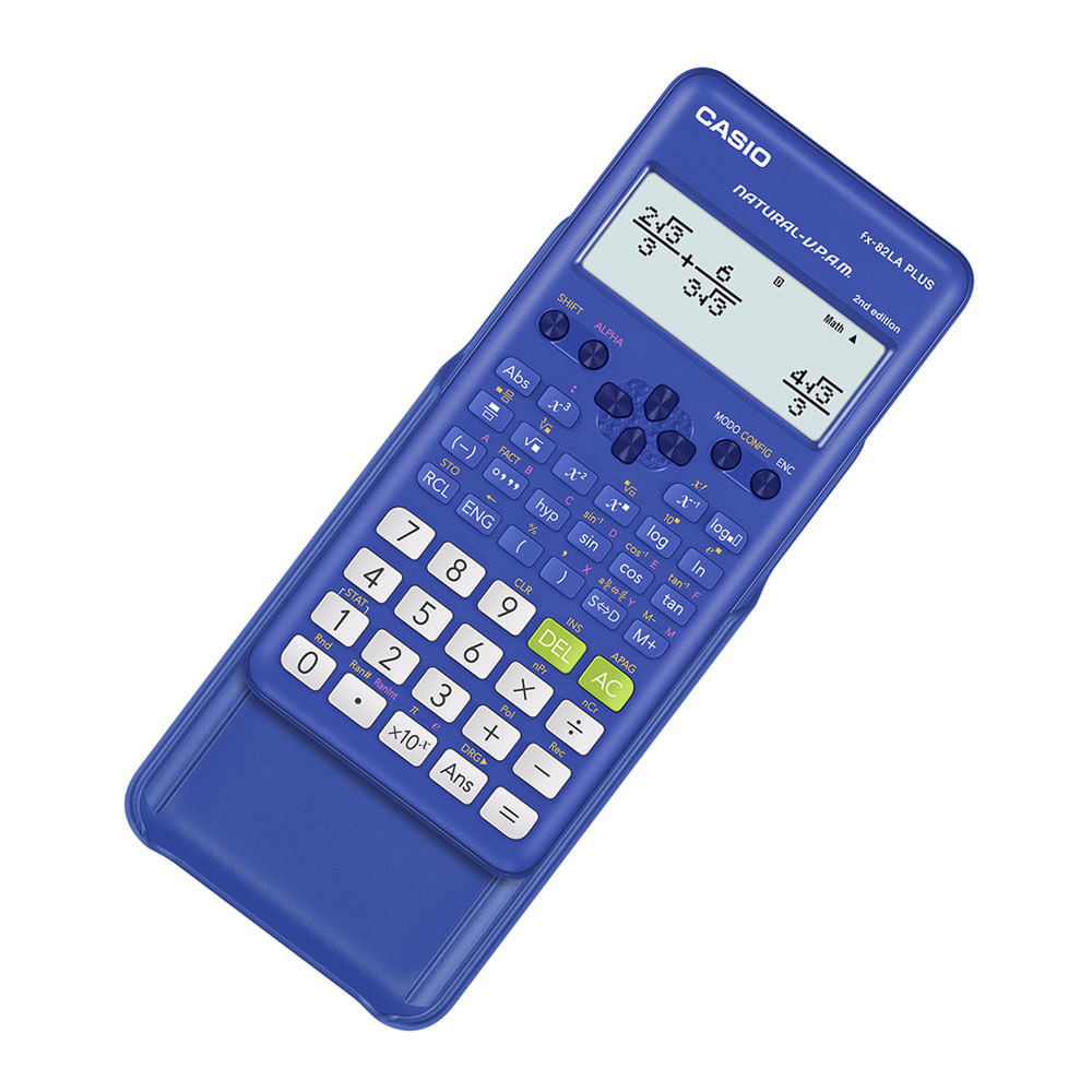 Calculadora científica Casio FX82LA Plus 2, 12 dígitos, 252 funciones, pantalla natural, a pilas, azul