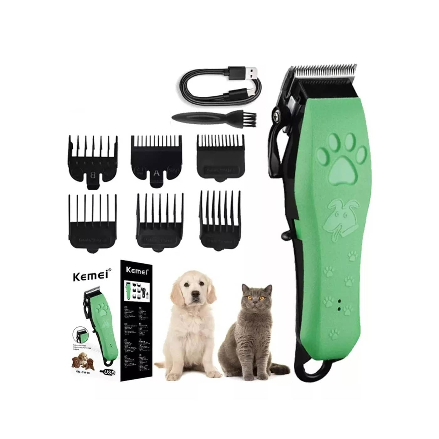 Imagen 2 del producto Maquina cortadora de pelo Kemei, para mascotas perro y gato, verde