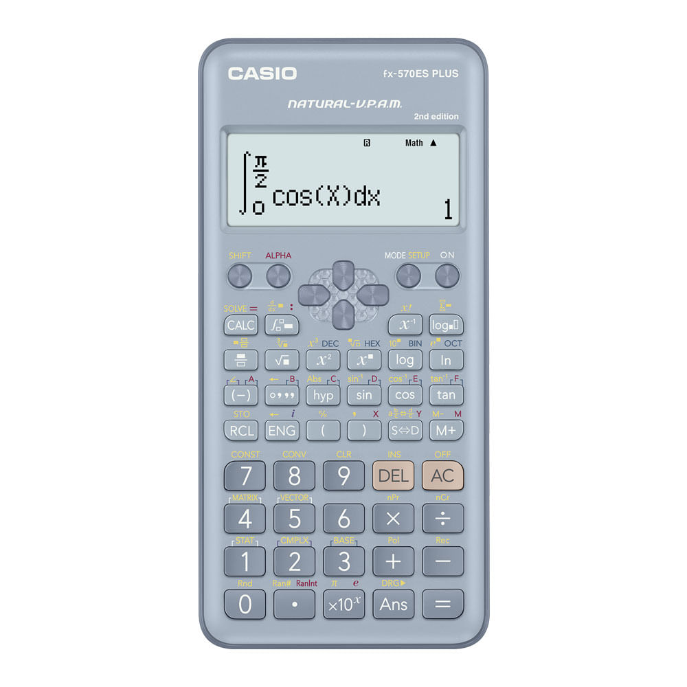Calculadora científica Casio FX-570ES PLUS 2, 12 dígitos, 417 funciones, pantalla natural, a pilas, azul