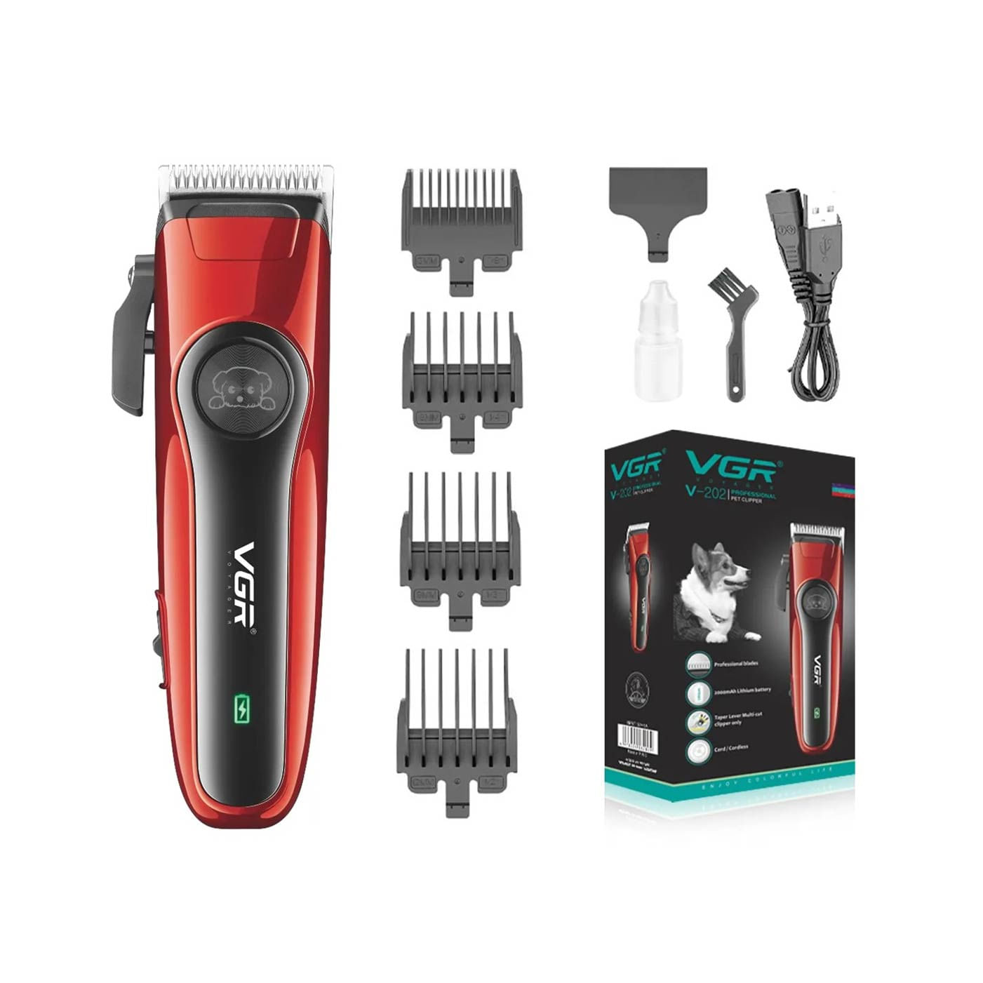 Imagen 2 del producto Maquina cortadora de pelo VGR, para mascotas perro y gato, rojo