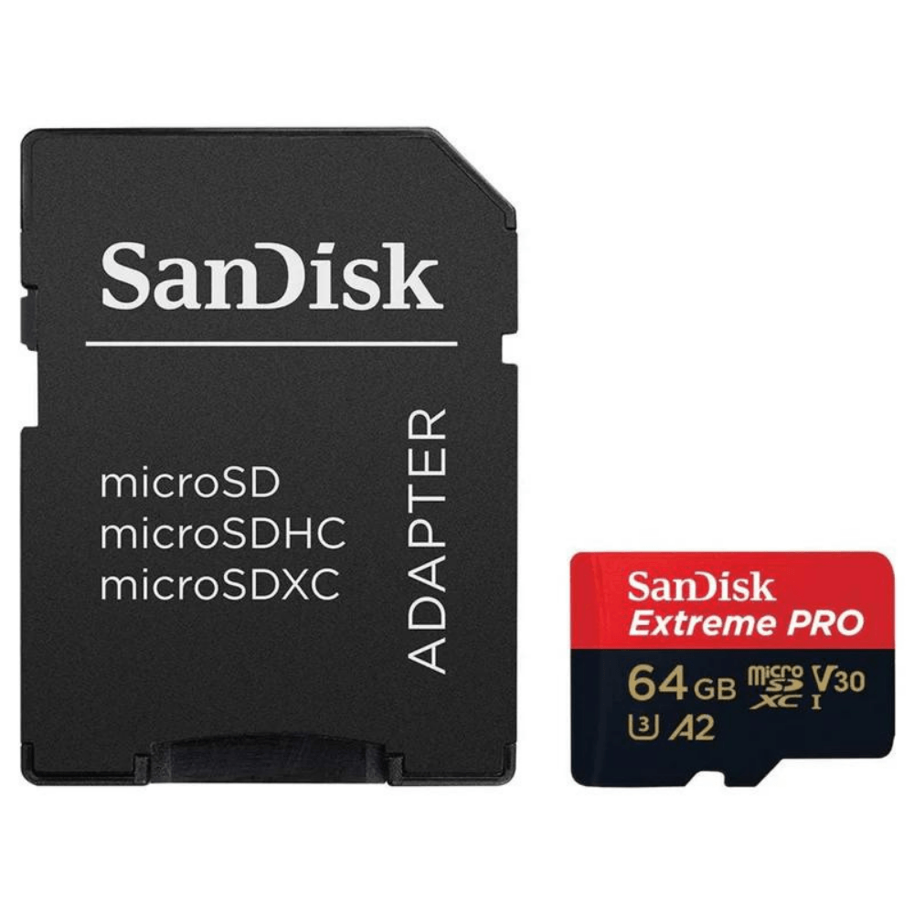 Memoria Sandisk Extreme Pro MicroSDXC 64GB 200MB/s con adaptador SD, U3, 4K UHD resistente