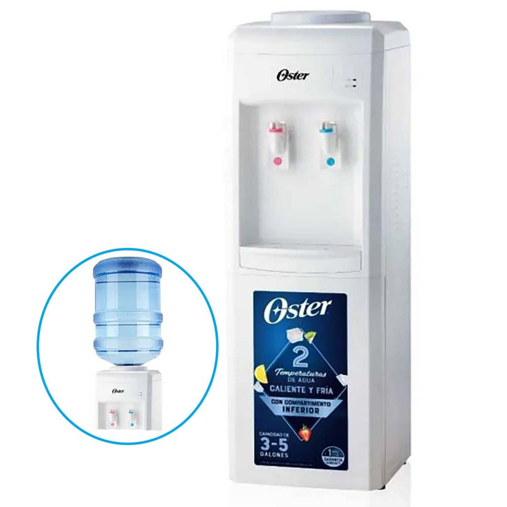 Imagen 2 del producto Dispensador de agua Oster OS-PWDA8001W, 20 litros, agua fría/caliente, seguridad niños, silencioso, blanco