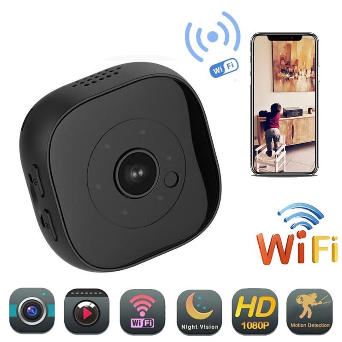 Imagen 2 del producto Cámara espía mini Wi-Fi, controla de tu celular, FHD, visión nocturna, negro