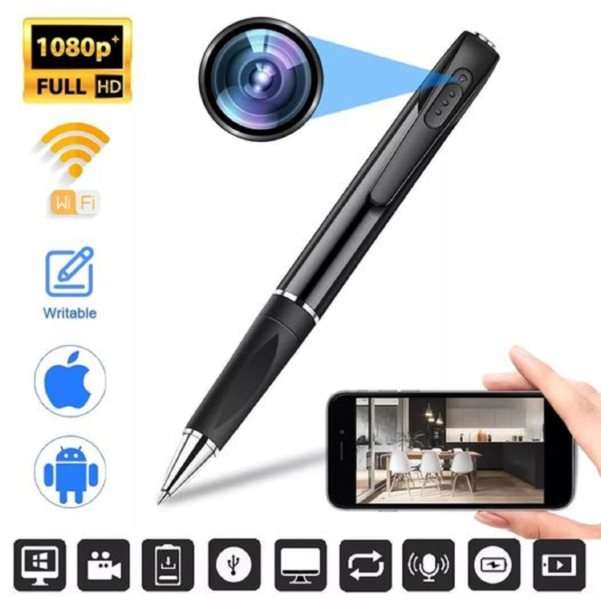 Imagen 2 del producto Lapicero Wi-Fi cámara espía FHD, negro