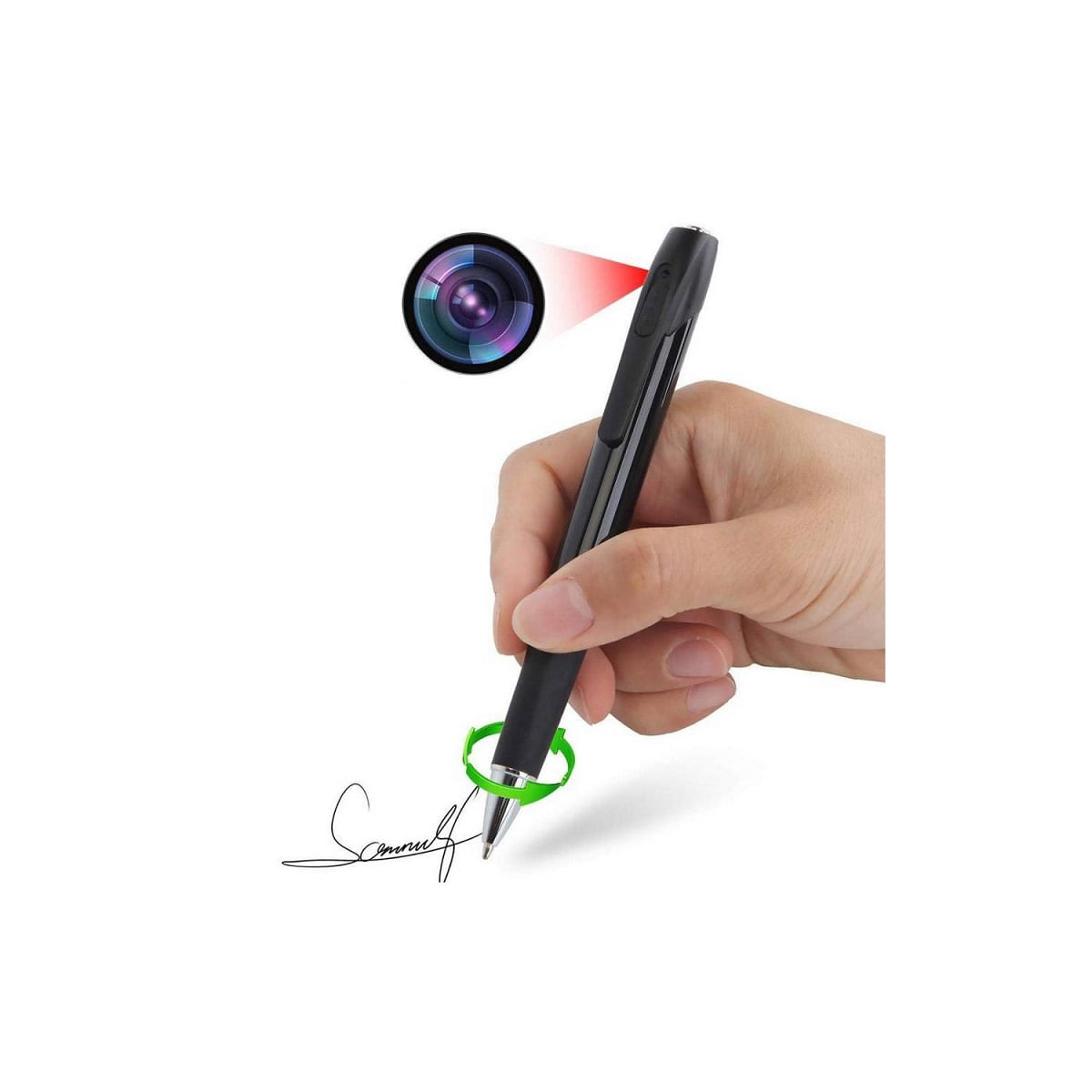 Lapicero Wi-Fi cámara espía FHD, negro