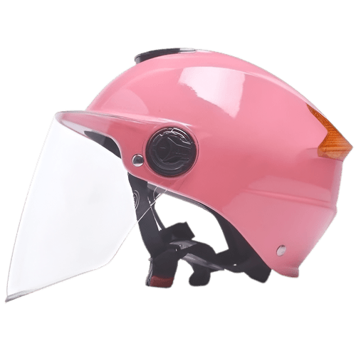 Casco con visera para bicicleta, scooter o bicicleta eléctrica con ventilación, reflector y visor HD, rosado