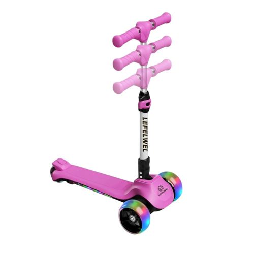 Scooter eléctrico Lefelwel para niñas, 3 ruedas con luces LED y límite de velocidad segura