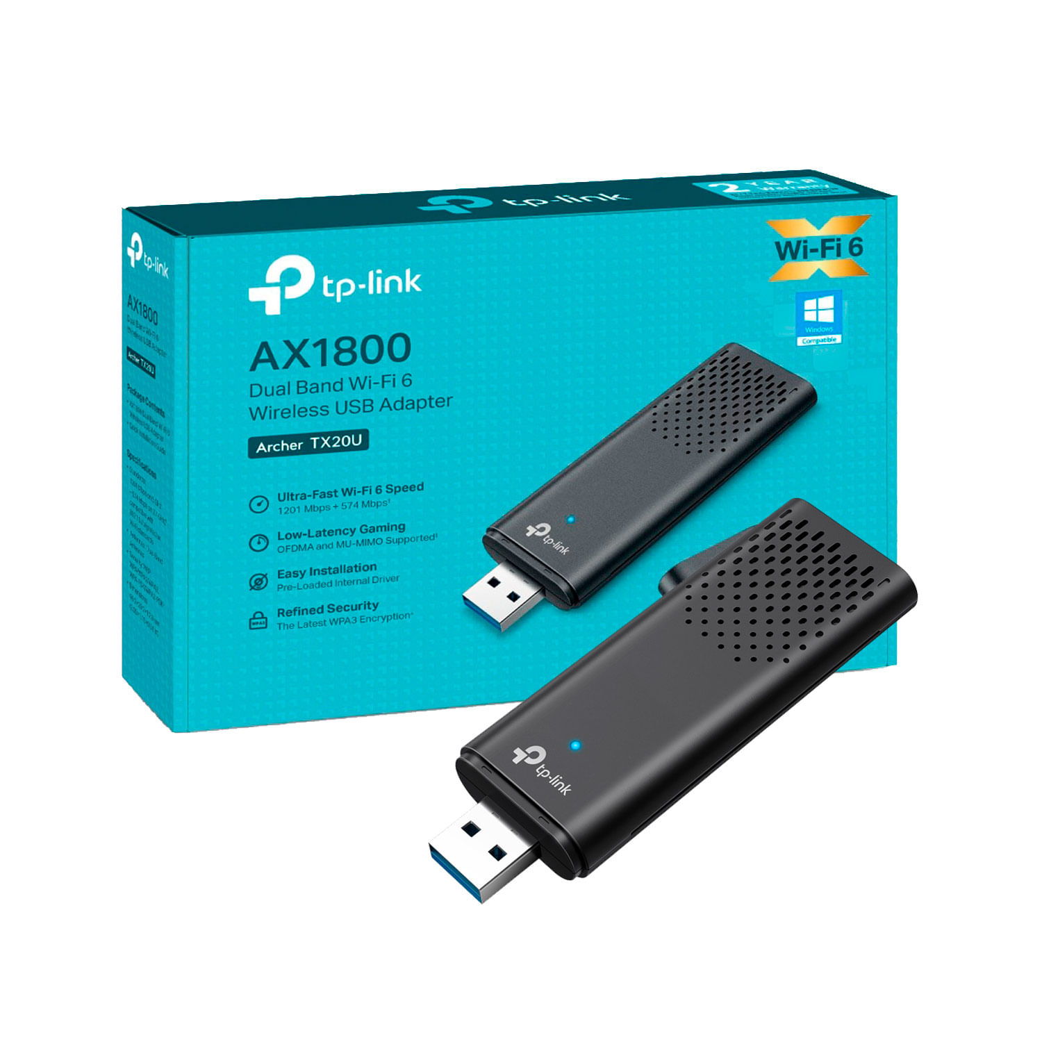 Imagen 1 del producto TP-Link Archer TX20U, adaptador USB Wi-Fi 6 AX1800, con antenas de alta ganancia