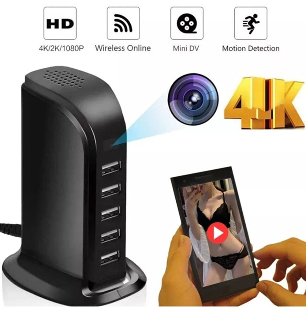 Imagen 2 del producto Cargador cámara espía múltiple FHD, Wi-Fi, negro
