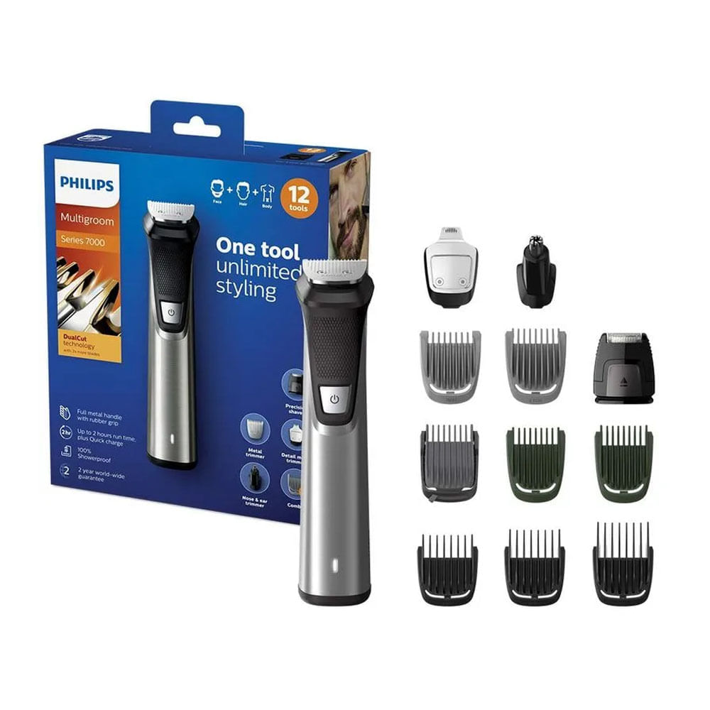 Imagen 2 del producto Afeitador y cortador Philips Multigroom MG7735 12 en 1, vello facial y corporal, y cabello, acero