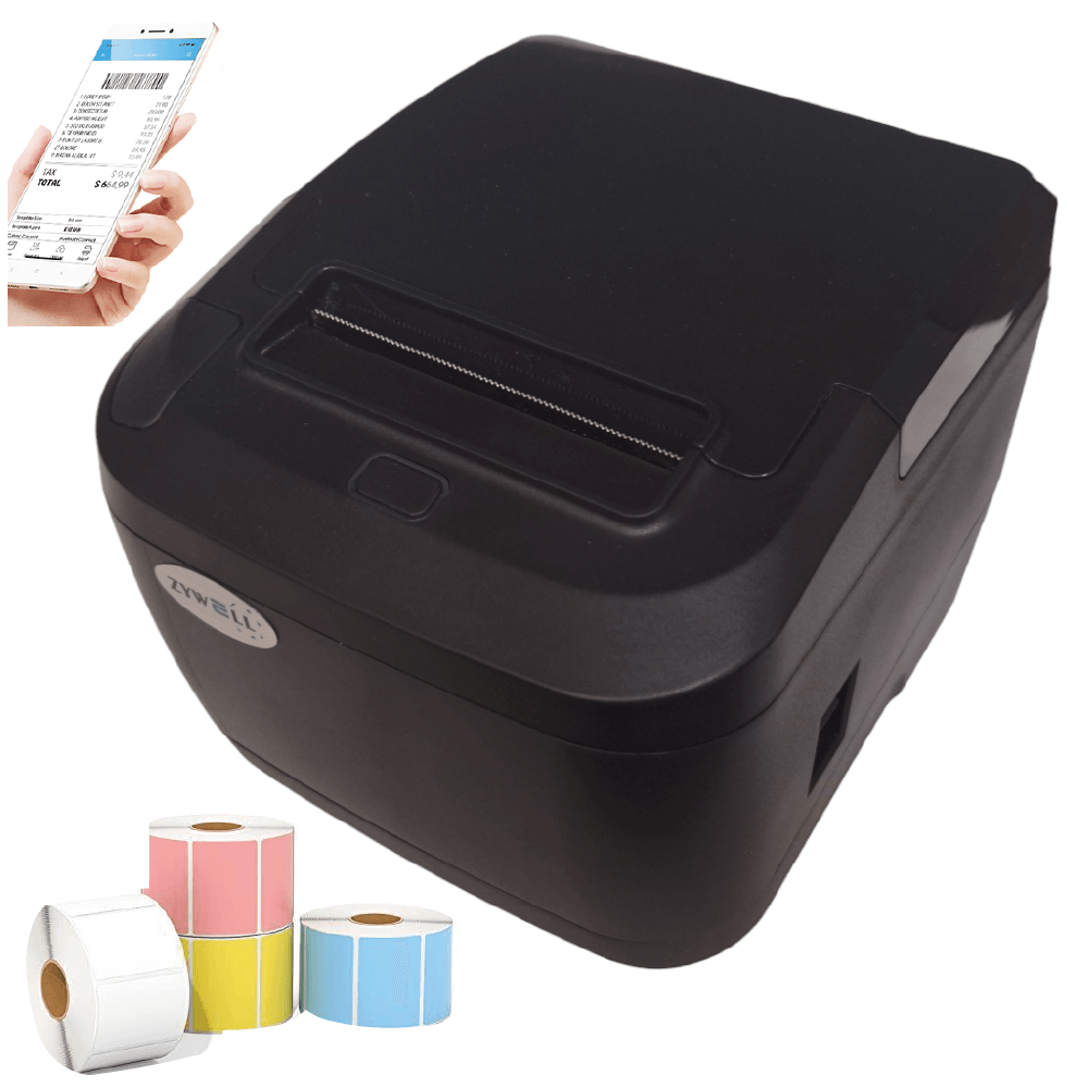 Imagen 2 del producto Impresora térmica Dual ZYWELL ZY310 80mm etiquetas y tickets, USB y bluetooth