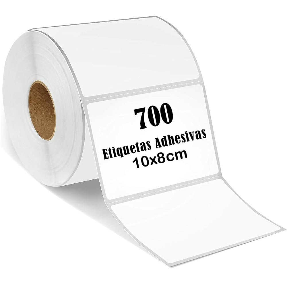 Rollo 700 etiquetas térmicas adhesivas 10x8cm, blanco