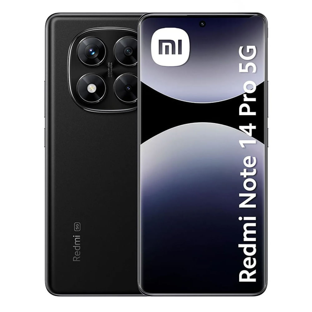 Celular Xiaomi Redmi Note 14 Pro 5G 256GB, 8GB RAM, cámara principal 200MP + 8MP + 2MP, frontal 20MP, 6.67'', negro