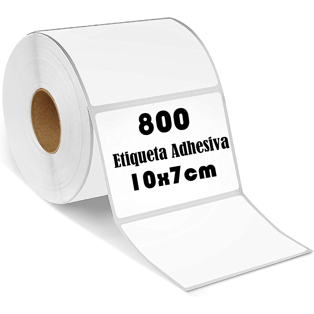 Imagen 1 del producto Rollo 800 etiquetas térmicas adhesiva 10x7cm, blanco