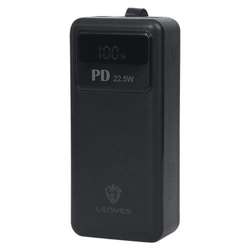 Power Bank Lenyes PX591 Pro batería 50000mAh, 65W carga ultra rápida, 6 puertos, linterna, pantalla digital, negro
