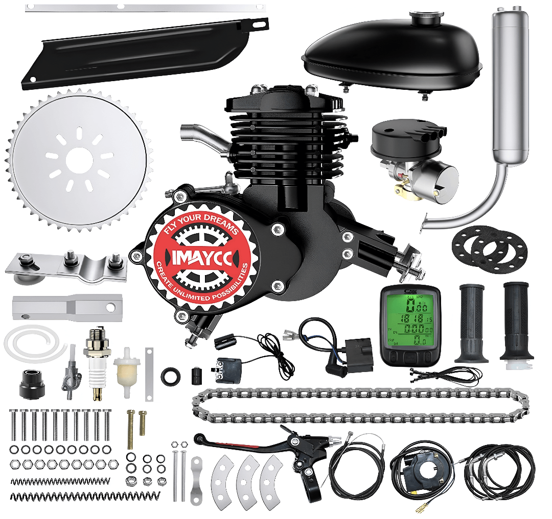 Imagen 2 del producto Kit convertible IMAYCC para bicicleta con motor de 80 cc, 2 tiempos, con computadora digital, negro