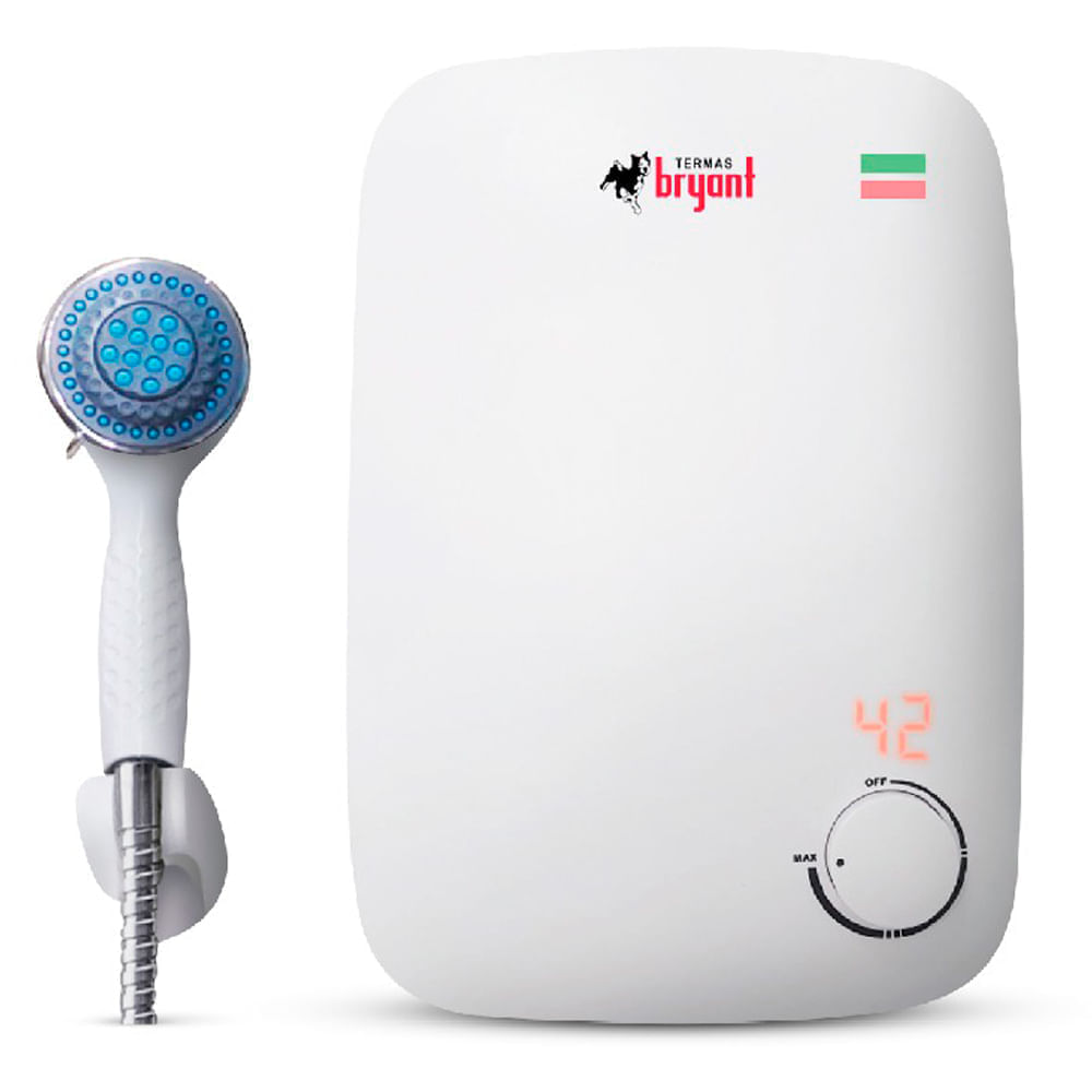 Rapiducha optima Bryant, 5500W, display digital, 3 salidas de agua regulable, blanco