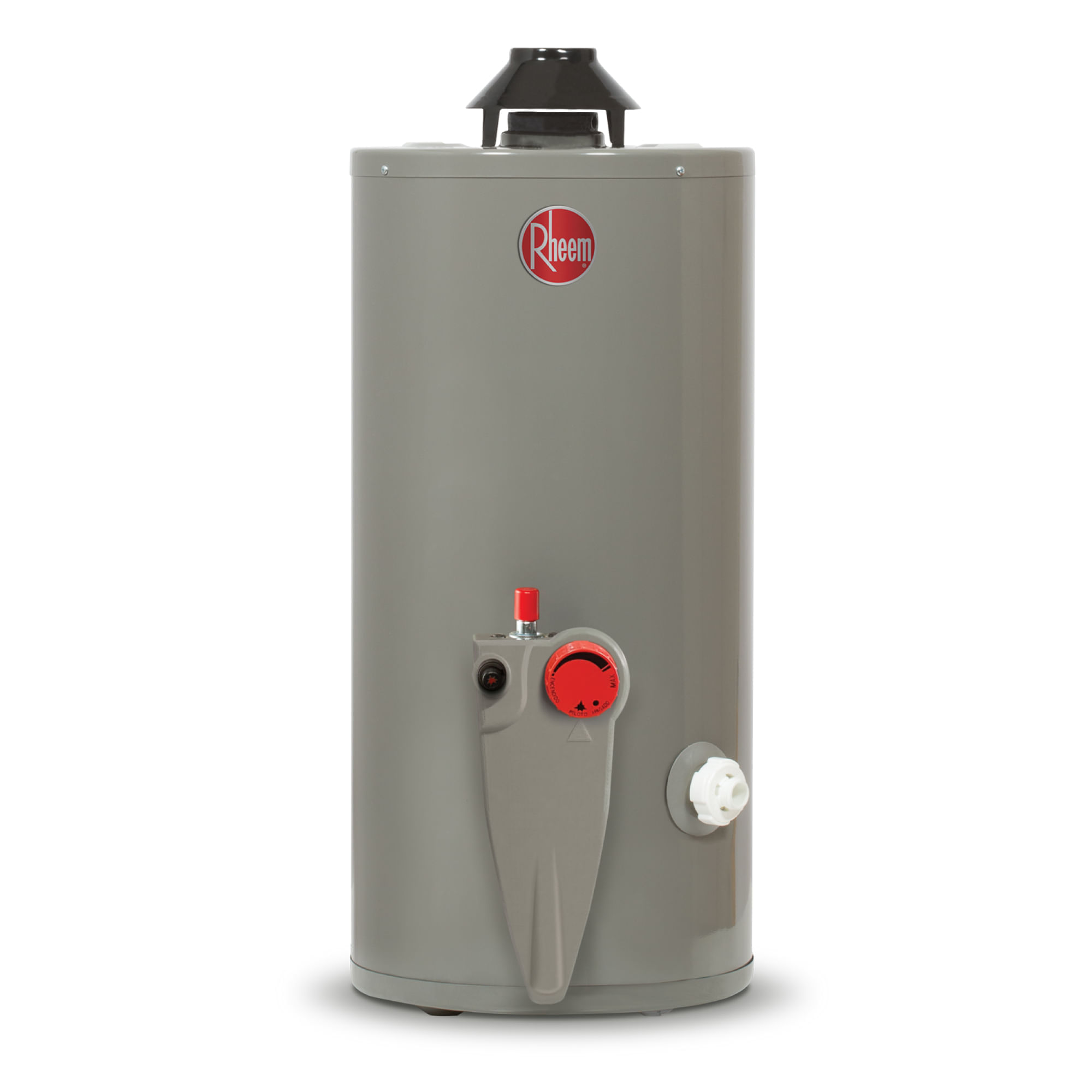 Termotanque Rheem, 76 litros, gas natural, triple sistema de seguridad, gris