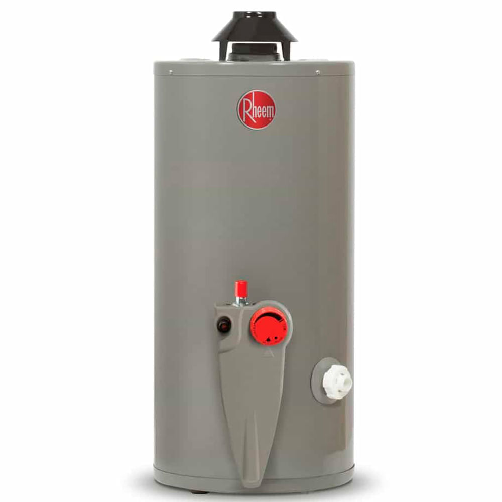 Termotanque Rheem, 114 litros, GLP, triple sistema de seguridad, deflector de gases calientes, gris
