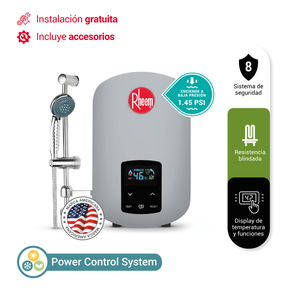 Imagen 2 del producto Rapiducha Elegant digital Rheem, 4500W, 8 sistemas de seguridad, resistencia blindada, plomo