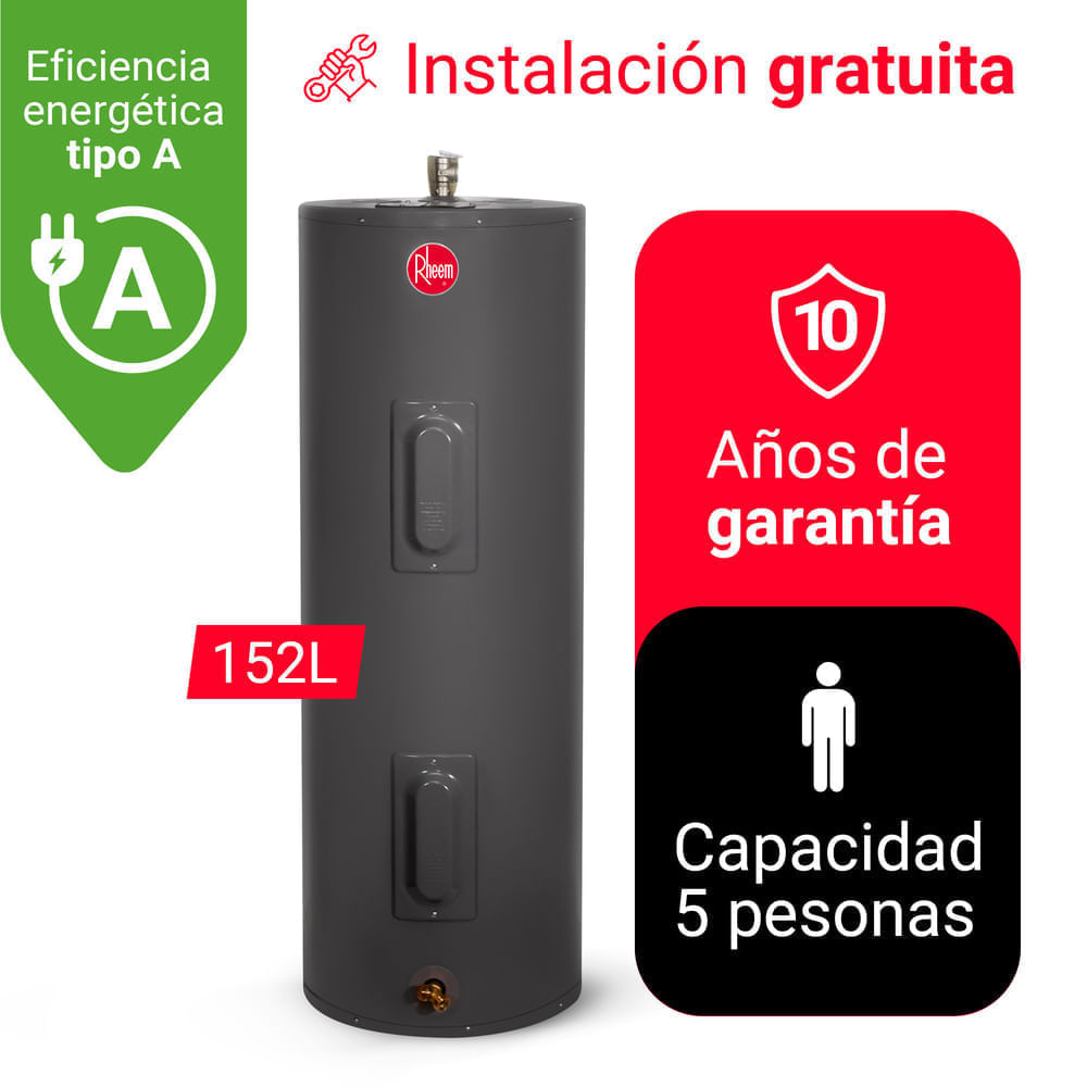 Imagen 2 del producto Terma eléctrica Rheem, 152 litros, 220/2.5KW, termostato de seguridad, gris