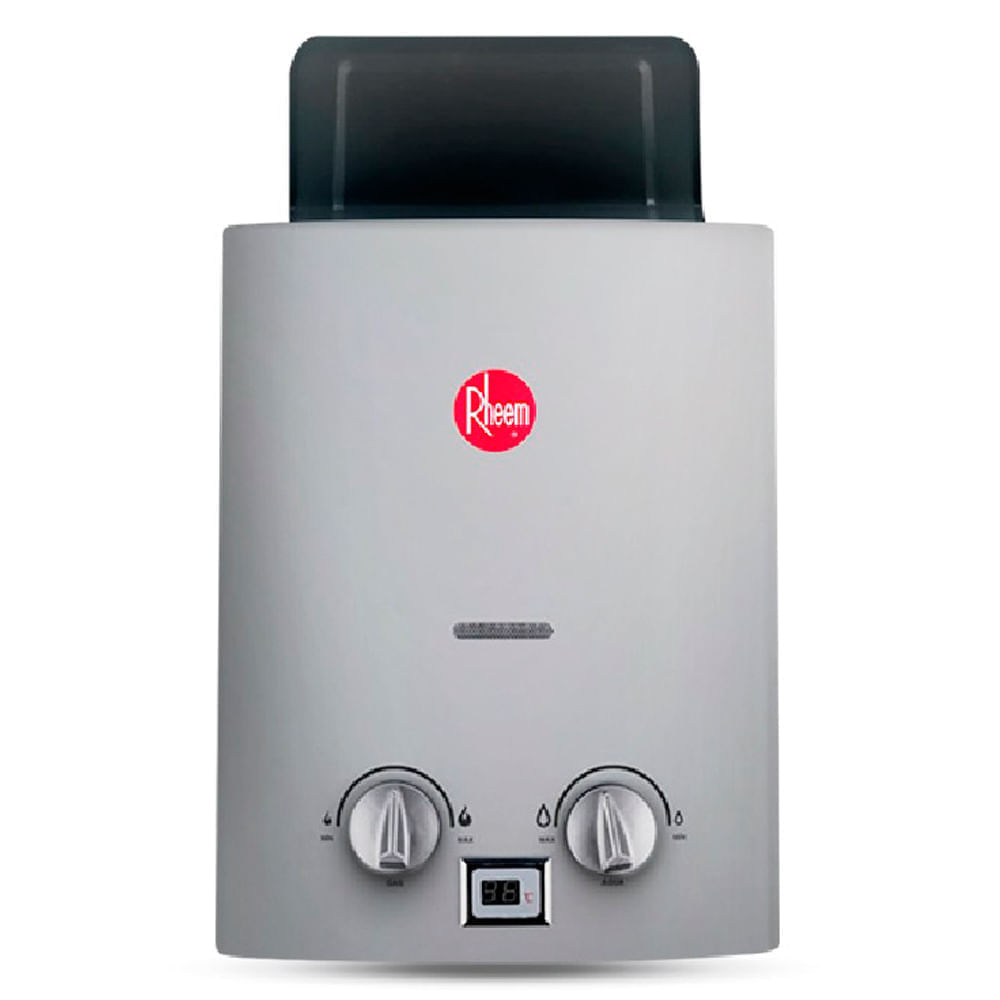 Terma a gas Rheem, 5.5 litros, GLP, calentador de agua instantáneo, gris